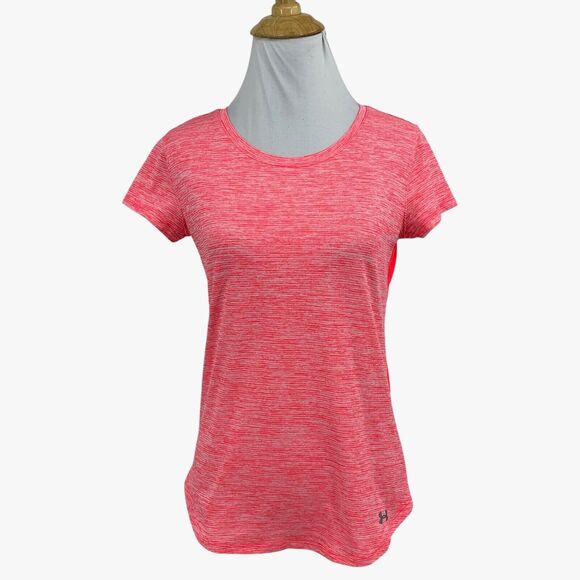 Under Armour Shirt Womens XS Extra Small Neon Watermelon Run ed HeatGear Active - Picture 1 of 11
